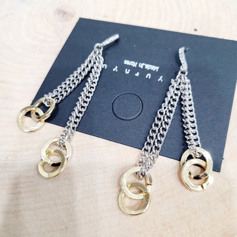 Brand New Gold & Silver Chain Dangle Earrings